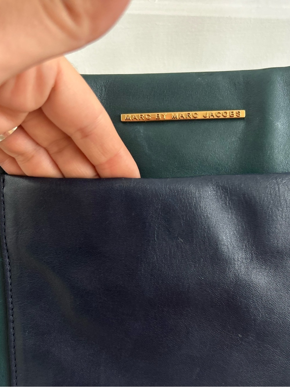 Marc by Marc Jacobs Colorblock Leather Crossbody Bag Teal Navy Purple - Picture 6 of 15